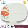 Ceramic material white dinner plates set with poppy printing